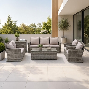 Velký zahradní sofa set s boxem na polstry AUCKLAND šedá