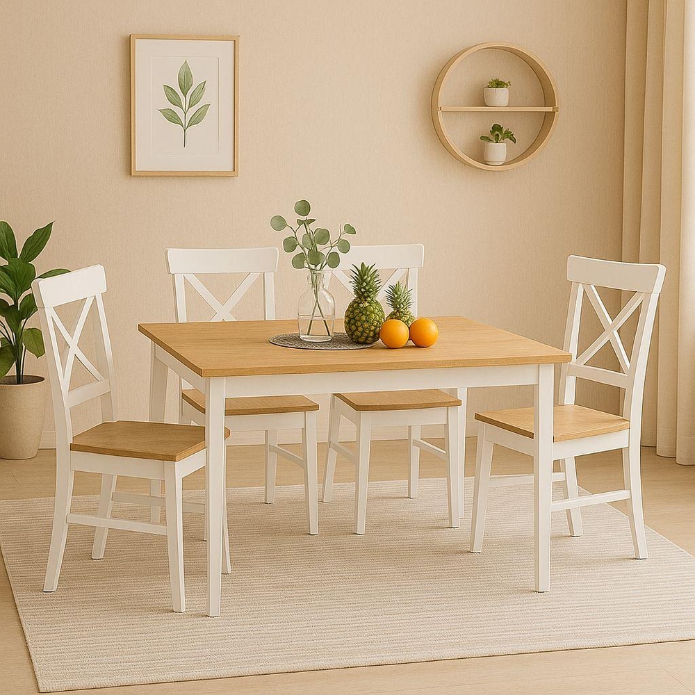 Catini KAMPALI Étkezőgarnitúra 4x szék + asztal - Fehér