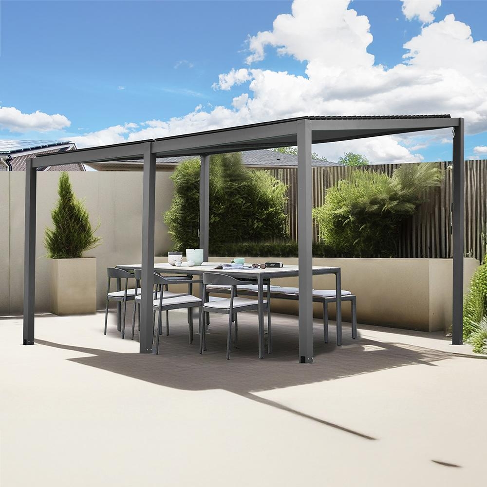 Félnyeregtetős bioklimatikus pergola lamelákkal 3 x 4 M