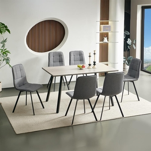 Jídelní set 6x židle + stůl Catini LANDON šedá/tm. šedá