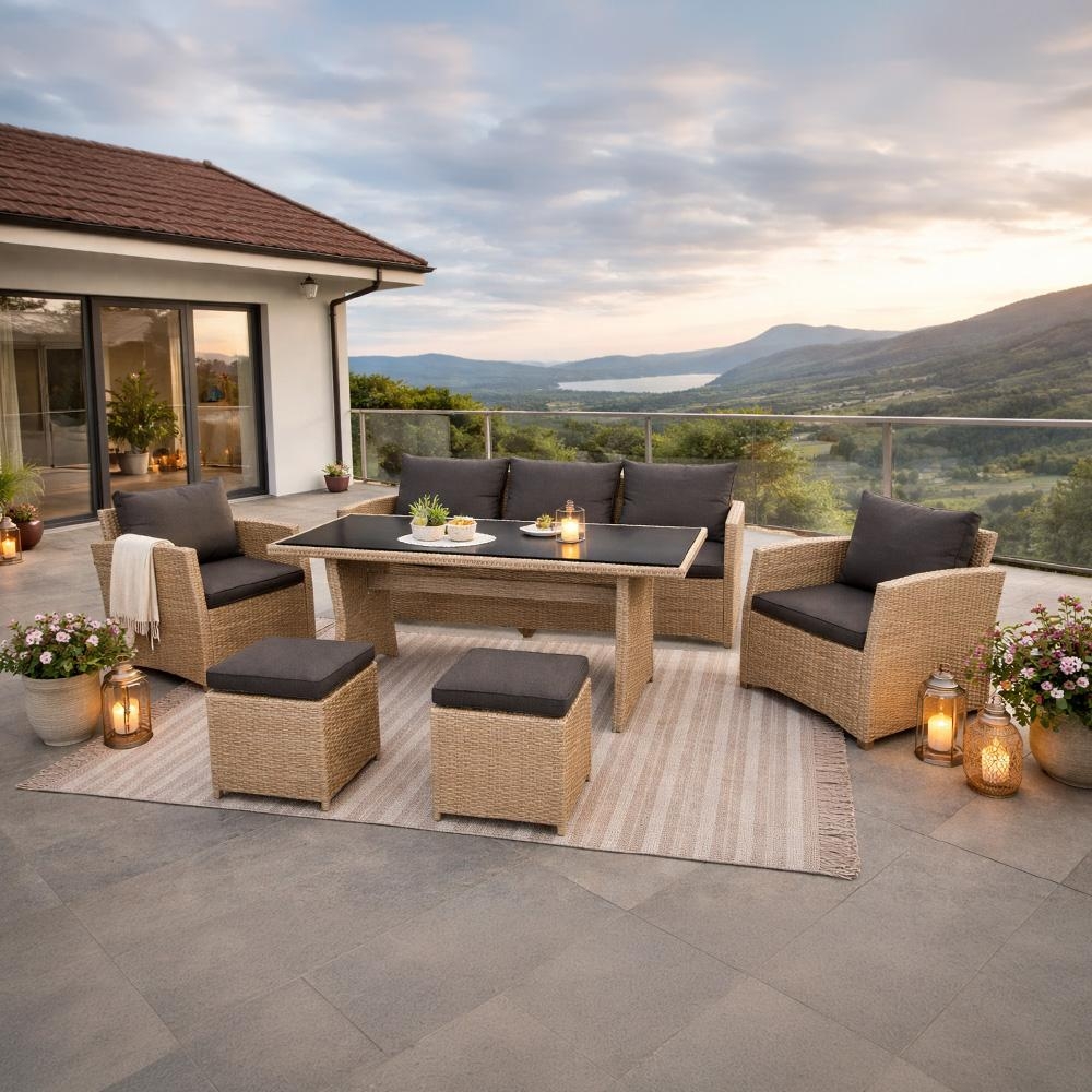 Avenberg AMICO Nagy családi kerti ülőgarnitúra - natúr/antracit