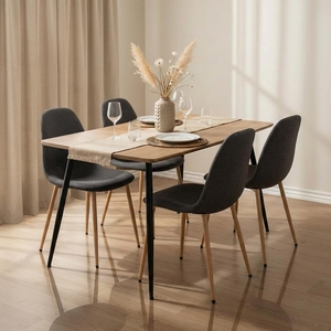 Jídelní set 4x židle + stůl 120 cm AVENBERG NATURAL šedá