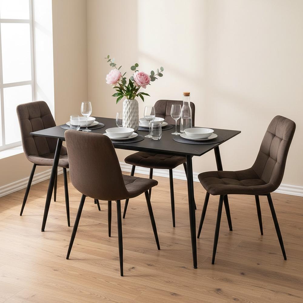  AVENBERG BLACK MARBLE Étkezőgarnitúra 4 szék + asztal 120cm