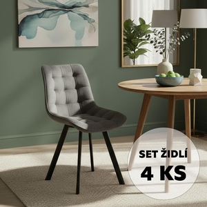 Set - 4 ks Jídelní židle AVENBERG NOLA šedá