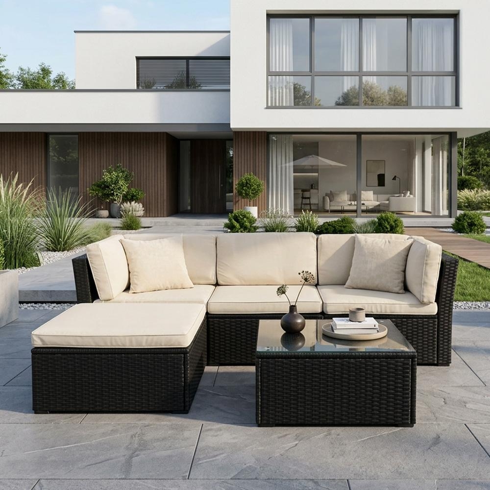 AVENBERG ARANCIO Kerti rattan garnitúra - fekete/bézs