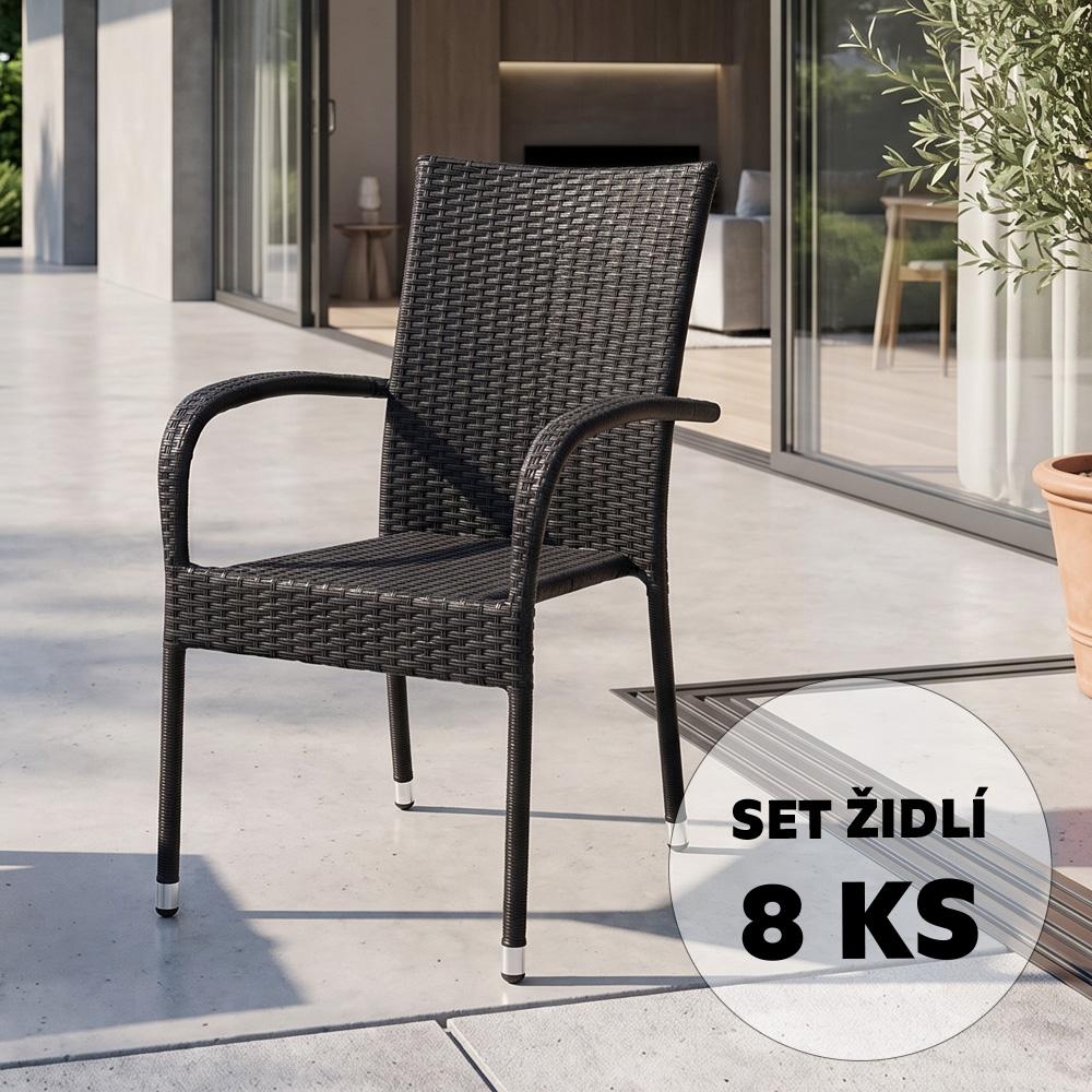 PARIS Kerti rattan szék szett - 8 db